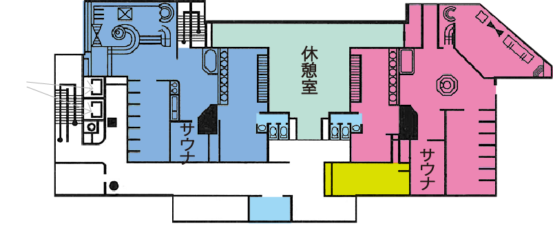 西館地下1階大浴場タラサの湯平面図
