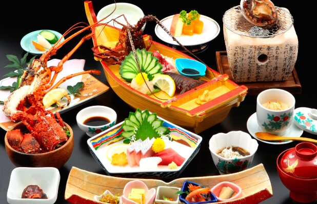 伊勢海老と鮑の会席料理